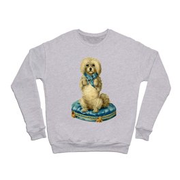 A poodle on a cushion cute vintage illustration Crewneck Sweatshirt