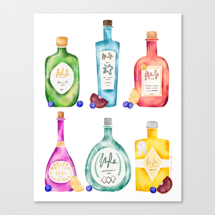 Gin Bottles Canvas Print
