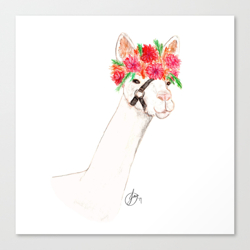 Alpaca Flower Crown Painting Canvas Print By Niokajay Society6