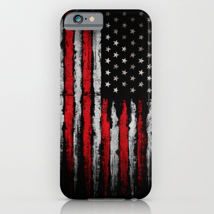 red & white grunge american flag iphone case