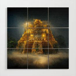 Ancient Mayan Temple Wood Wall Art