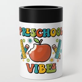 Preschool vibes school designs pencils Can Cooler