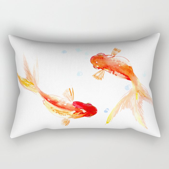 Goldfish, Two Koi Fish, Feng Shui, yoga Asian meditation design Rectangular Pillow