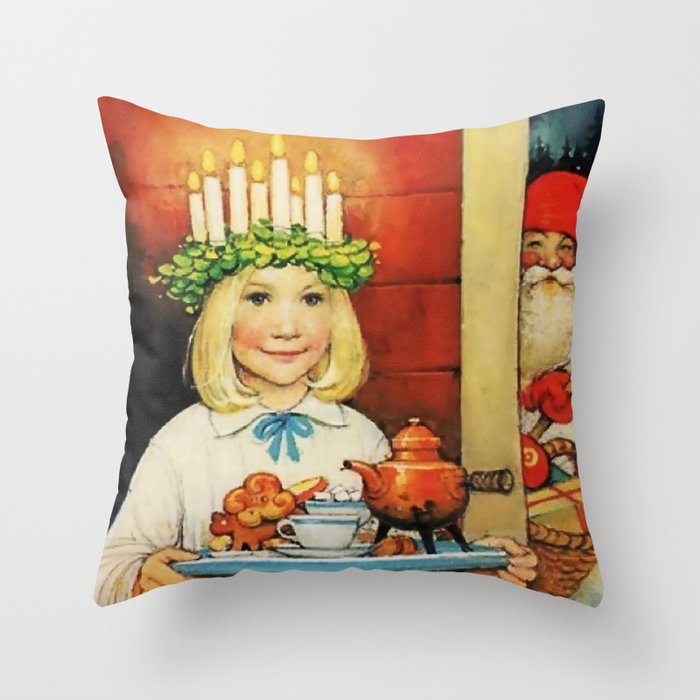 “Christmas Coffee” by Jenny Nystrom Throw Pillow