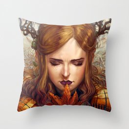 Autumn Girl Throw Pillow