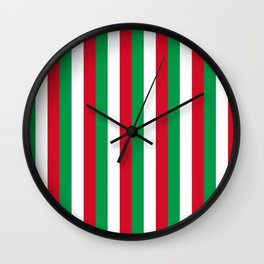 green white red stripes pattern Wall Clock