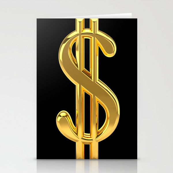Gold Dollar Sign Black Background Stationery Cards By Abmartin Society6