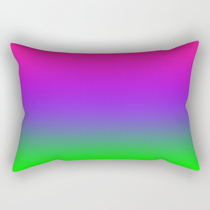 Proton Purple Plastic Pink Ultra Violet UFO Green Ombre Gradient Neon Colorful Pattern Shiny Texture Rectangular Pillow