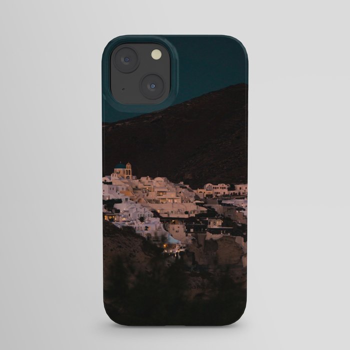 Santorini View by night | Cliffside Greek Village under the Night Sky | Greece Island Travel Photography iPhone Case