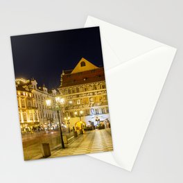 Evening bustle at the Old Town Square in Prague Stationery Card