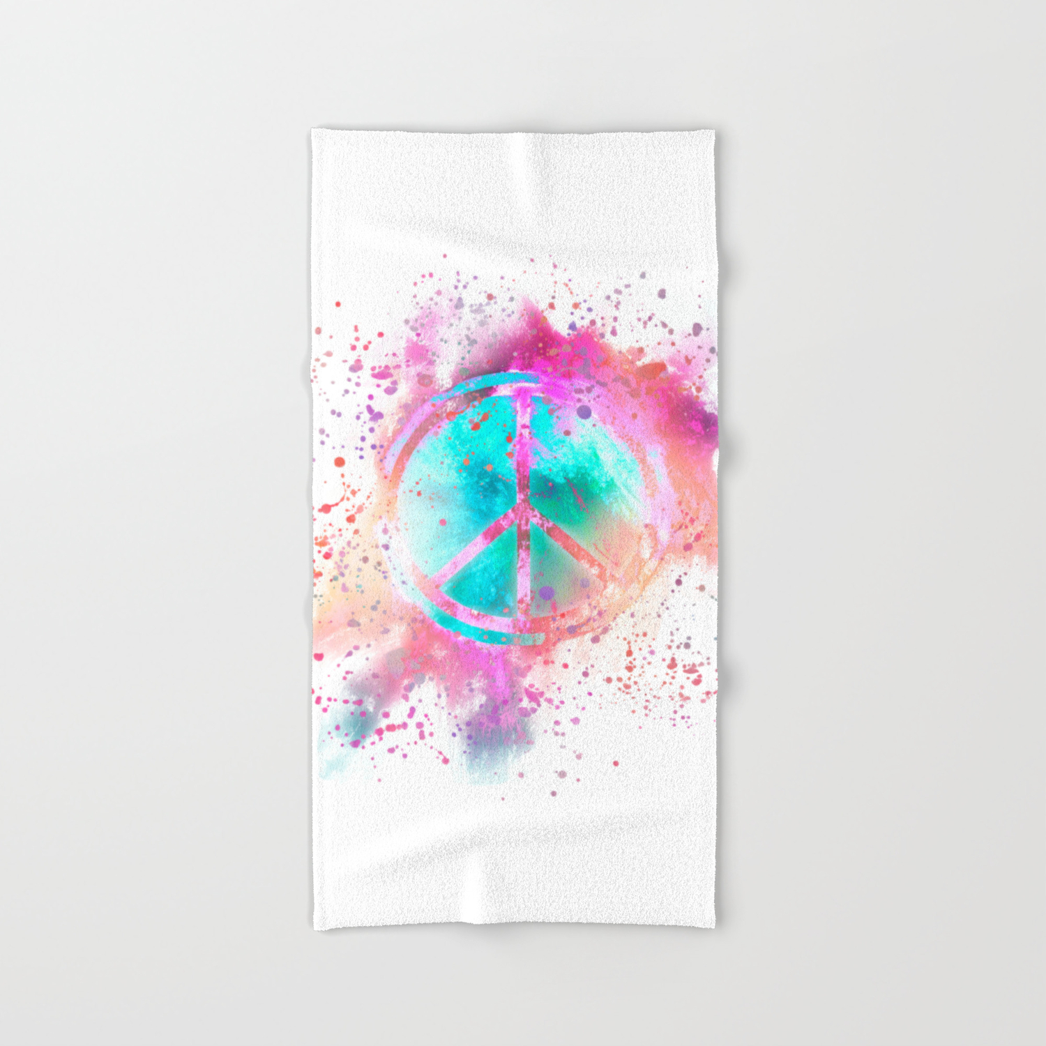 Colorful Painted Peace Symbol Hippie Style Hand Bath Towel By Ruthart Society6