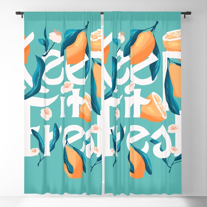 Keep it fresh lettering illustration with lemons VECTOR Blackout Curtain