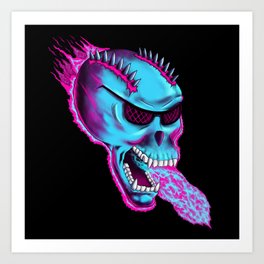 Sonic Skull - Blue Mayhem Art Print