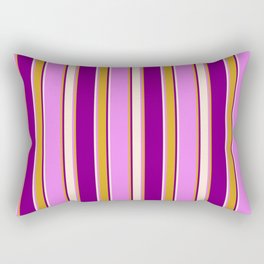 [ Thumbnail: Violet, Goldenrod, Purple & Beige Colored Lines Pattern Rectangular Pillow ]