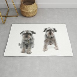 Dog Portrait - Riley and Tuppy Rug | Furry, Petportrait, Schnauzer, Dog, Pet, Mustache, Mutt, Scruffy, Beard, Puppy 
