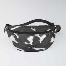 Black and white spotted cowhide made of patches Fanny Pack
