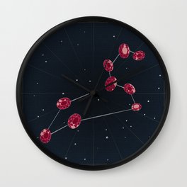 Leo + July Rubies Wall Clock | Rubies, Red, July, Leo, Zodiac, Stars, Gems, Birthstone, Lion, Graphicdesign 