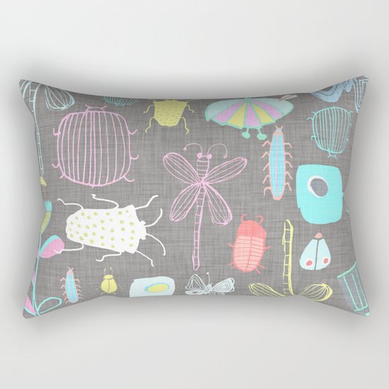 Insect watercolor grey textile texture Rectangular Pillow