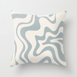 Liquid Swirl Abstract Pattern in Light Blue-Gray and Cream Throw Pillow