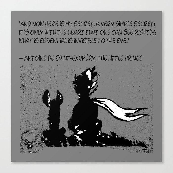 Antoine De Saint Exupery Quote Stencil Grey Version Canvas