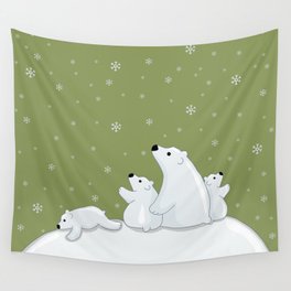 Polar Bear Family Wall Tapestry