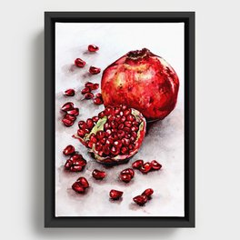 Red pomegranate watercolor art painting Framed Canvas