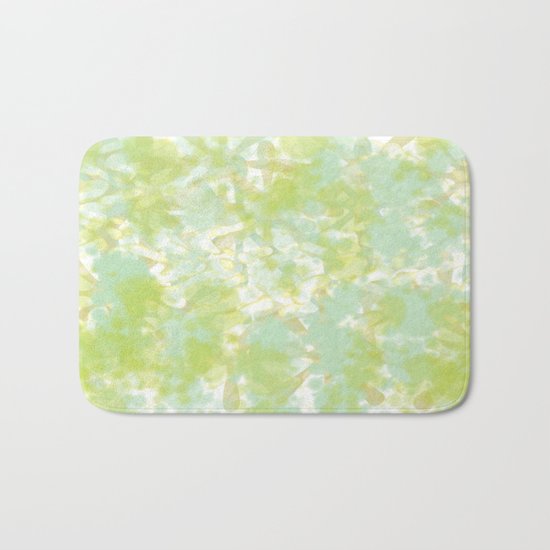 Golden Green Watercolor Abstract Bath Mat