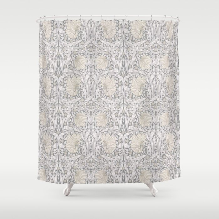 William Morris Vintage Pimpernel Linen Cloud Grey Shower Curtain
