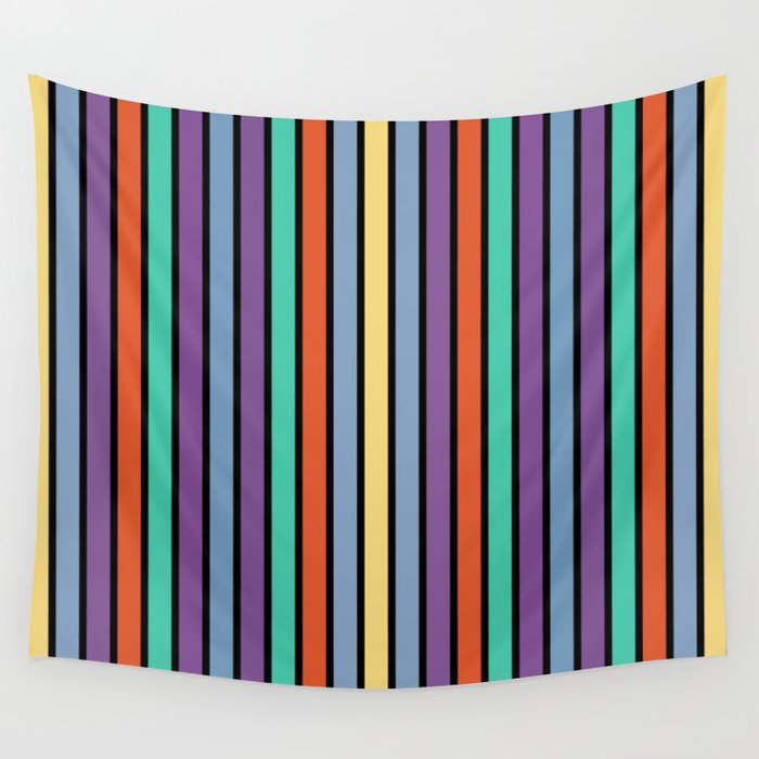 90s Color Block Stripes Wall Tapestry