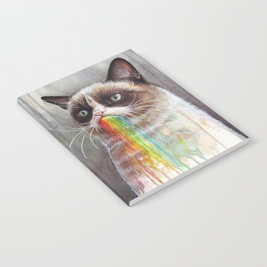 Cat Tastes the Grumpy Rainbow | Watercolor Painting Notebook