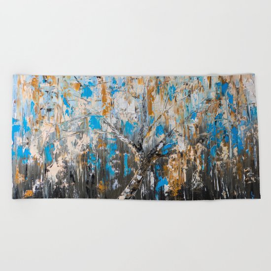 Birch branches Beach Towel
