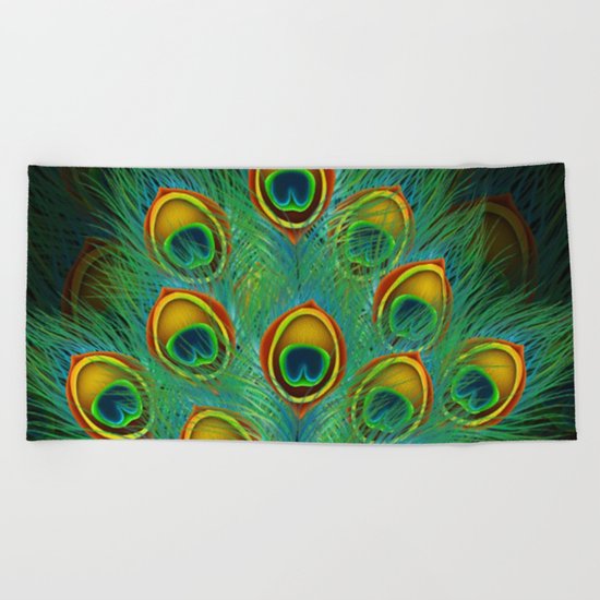 Peacock feather Beach Towel