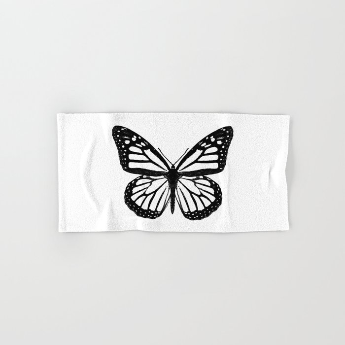 BUTTERFLY BLACK AND WHITE Hand & Bath Towel