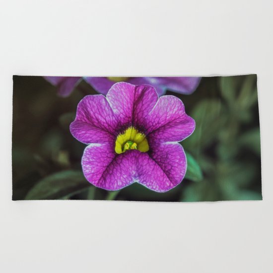 Purple fower Beach Towel
