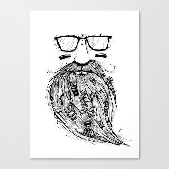 Beard Me Some Music (Black & White) Canvas Print