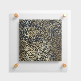 Leopard Print Pattern, Navy Blue and Gold Floating Acrylic Print