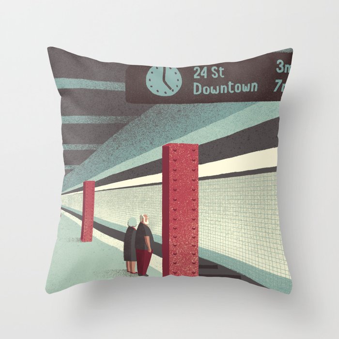 Day Trippers #3 - Waiting Throw Pillow