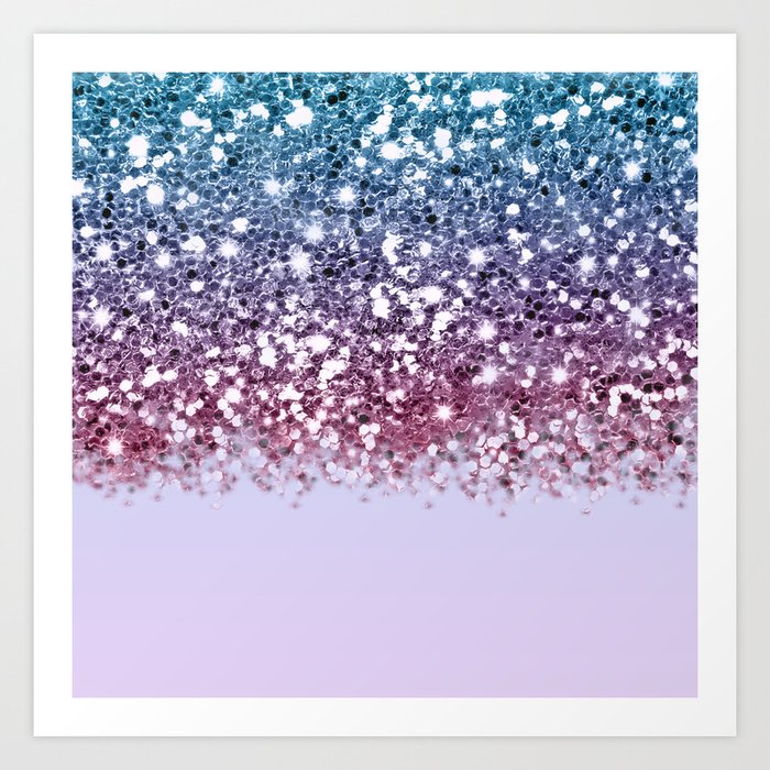 Sparkly Unicorn Blue Purple Pink Glitter Ombre Art Print By Nlmiller07art Society6