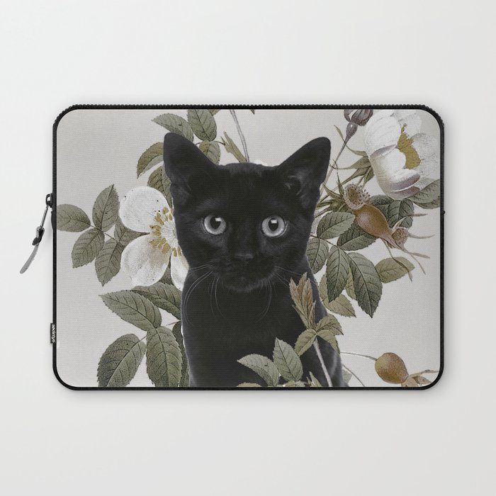 Cat With Flowers Laptop Sleeve