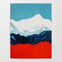 Impasto Mountain Landscape Poster