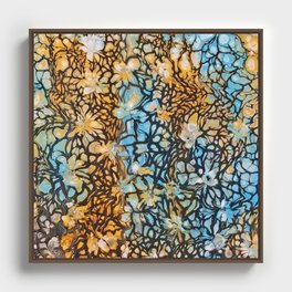 Blue and Brown Floral Abstract Framed Canvas