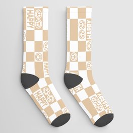 HAPPY Checkerboard (Neutral Beige Color) Socks