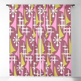 Mid Century Modern Atomic Wing Composition 55 Burgundy Pink and Chartreuse Blackout Curtain