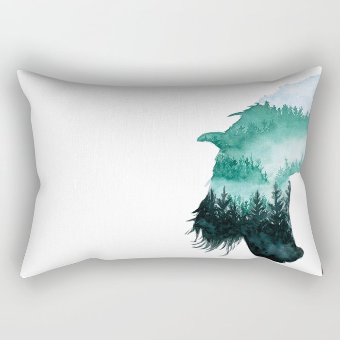 Horse Forest Nymph Double Exposure Rectangular Pillow