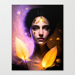 Fairy with golden leaves. Canvas Print