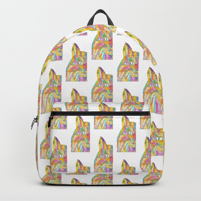 Rainbow cat peeking Painting Backpack