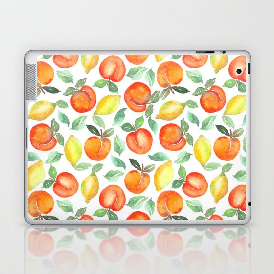 Watercolor Peaches & Lemons Laptop & iPad Skin