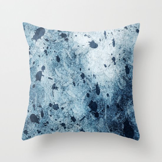 Water Blue Splatter Throw Pillow