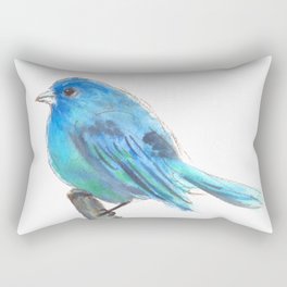Blue bird on branch Rectangular Pillow