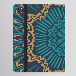 Blue Textured Abstract Mandala iPad Folio Case